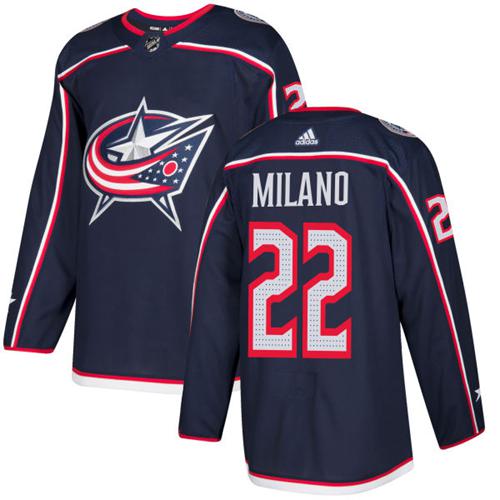 Adidas Men Columbus Blue Jackets #22 Sonny Milano Navy Blue Home Authentic Stitched NHL Jersey